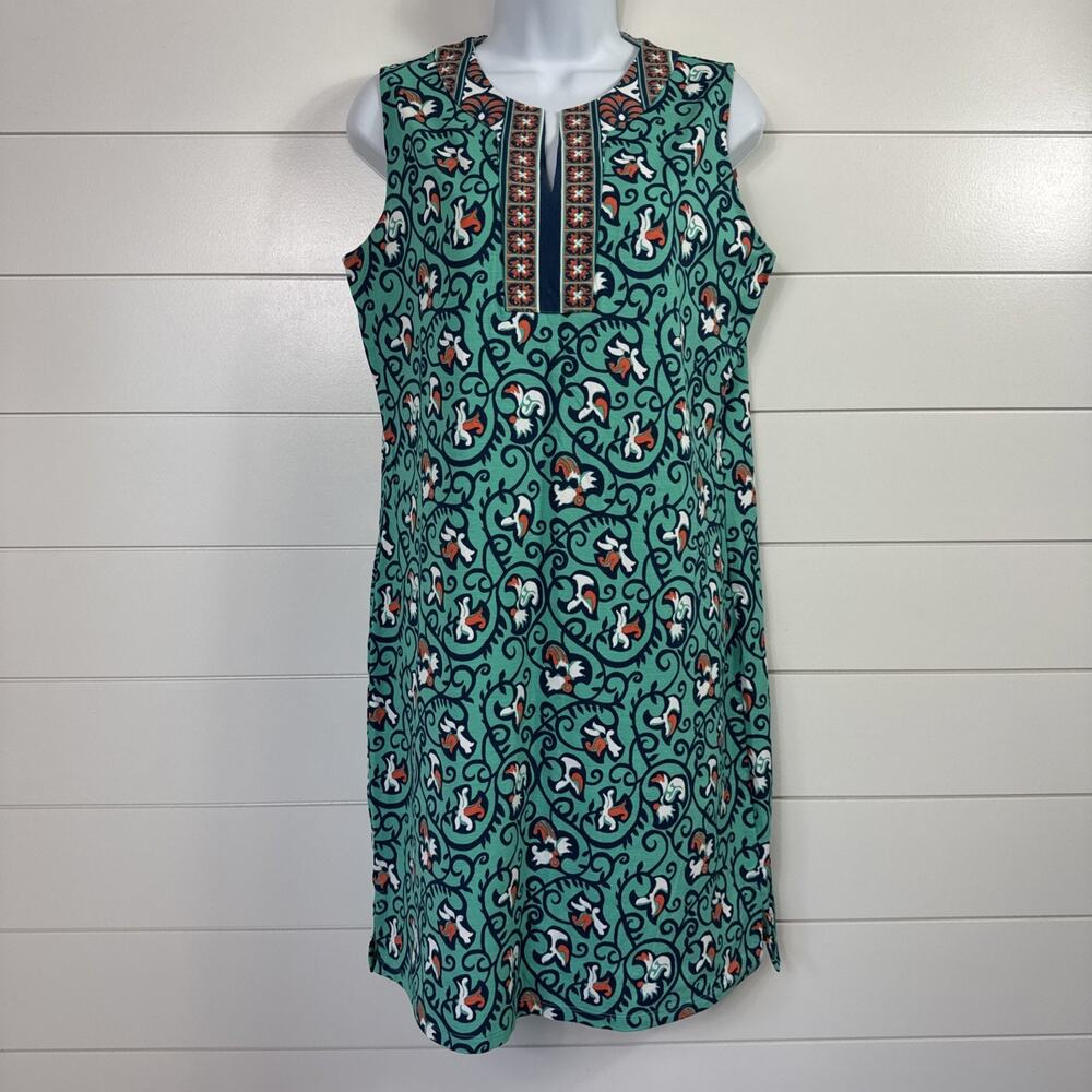 Coolibar Oceanside Tank Dress UPF 50+ Sleeveless Green Pattern sz S